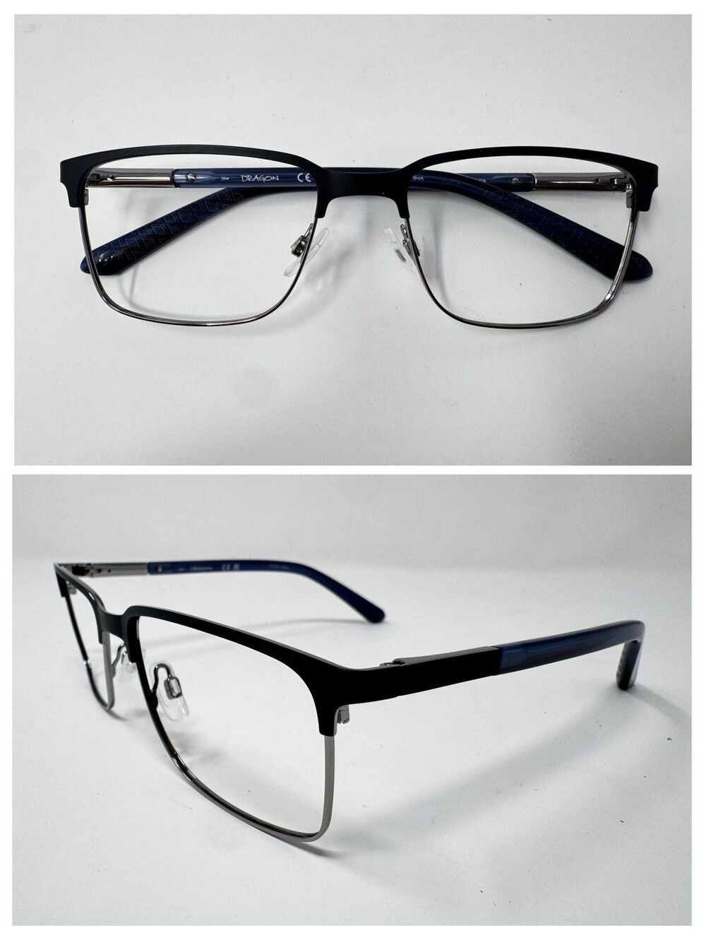 Dragon DR2015 002 Matte Black Silver Blue Eyeglass Frames 57-19-150 Authentic